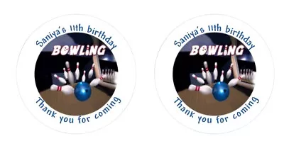 24 Personalised Bowling Birthday Goody Bag Stickers Party Thank You  • £2.60