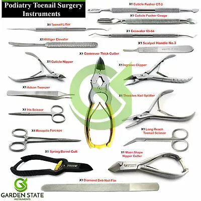 17Pcs Range Podiatry Nail Surgery Instruments Kit Toenail Removal Ingrown Cutter • $6.29