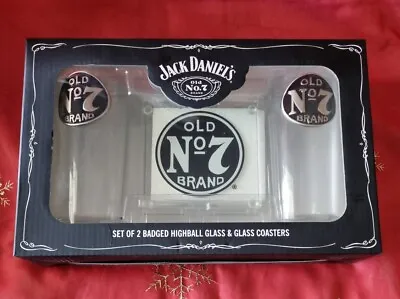 Jack Daniels - Highball Glasses & Coaster Set. Set Of 2 Glasses & 2 Coaster New • $34