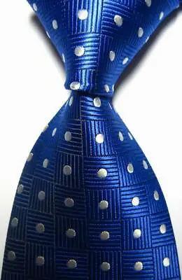 Hot! Classic Pattern Dots Blue White JACQUARD WOVEN 100% Silk Men's Tie Necktie • $7.19