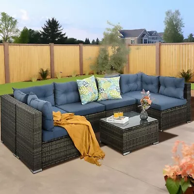 Patio Furniture Sets 7-Pieces Outdoor Sectional Sofa Rattan Wicker Sofa W/ Table • $465.37