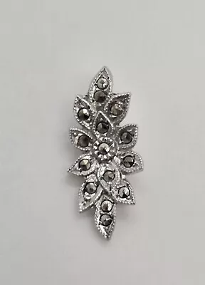 Estate Vintage Sterling Silver Marcasite Flower Pendant ~ Free Shipping • $25