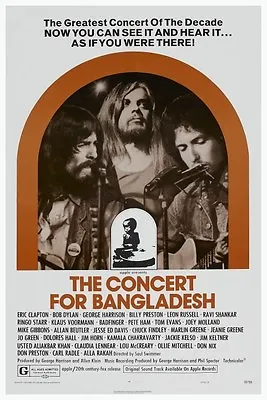 $16.94 • Buy Concert For Bangladesh POSTER Eric Clapton George Harrison Bob Dylan Live