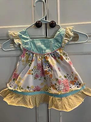 Matilda Jane Swan Dress Toddler 2 Scalloped Floral Ruffle Sleeve • $11.25