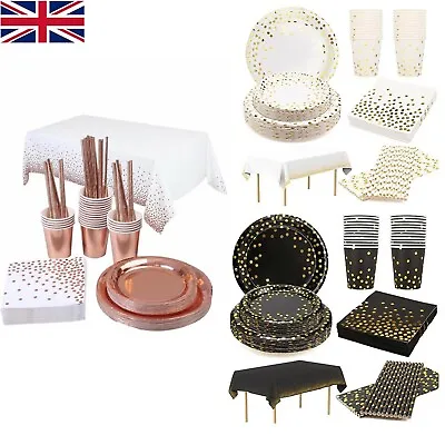 RoseGold/White&Gold/Black&Gold Wedding Birthday Babyshower Party Tableware • £25.99