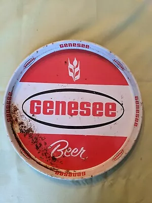 Red Genesee Beer Rochester New York Vintage Metal Logo Beer Tray 12” Diameter • $12.99