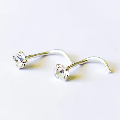 $4 • Buy 1pc 925 Sterling Silver CZ Classic Twist Nose Ring Stud Body Piercing