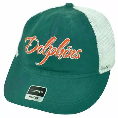 NFL Miami Dolphins Reebok Women's Adjustable Snap Back Green Mesh Cap Hat DH1688 • $11.96