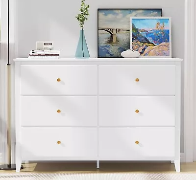 6 Drawer Double Dresser TV Stand Chest Of Drawers Accent Storage Cabinet White✅ • $169.99