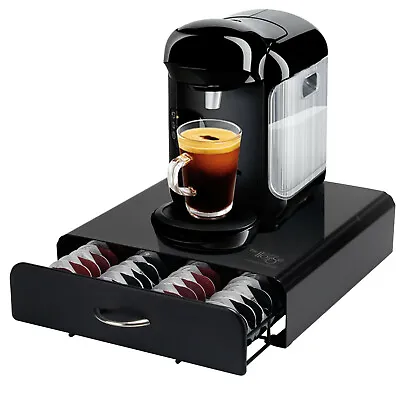 64 Tassimo T-Disc Pod Coffee Capsule Holder Dispenser Drawer Storage Rack (BLK) • £24.99