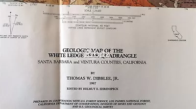 HTF Dibblee Geologic Map WHITE LEDGE PEAK DF-11 Santa Barbara Ventura County 87 • $46