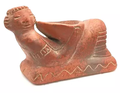 VINTAGE MEXICAN MAYA TERRACOTTA CHAC MOOL GOD OF RAIN SCULPTURE 6.5  C1970 V/g • $28.90