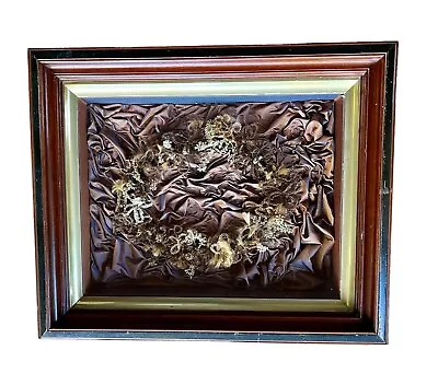 Elaborate 1800’s Victorian Mourning Hair Wreath Original Shadow Box Frame Glass • $999.95