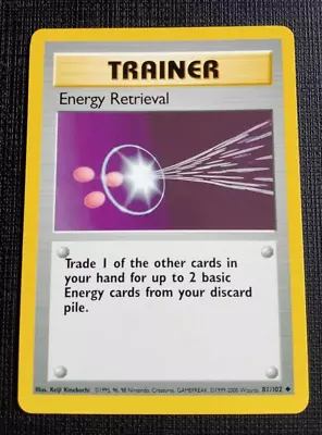 Pokemon Base Set 4th Print Card Energy Retrieval 81/102 1999-2000 PACK FRESH • $1.24