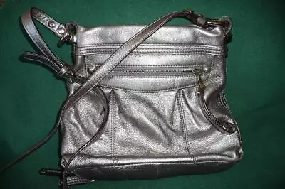 B MAKOWSKY Crossbody Purse ~ $159 Silver Organizer Leopard Lined Bag • $14.95