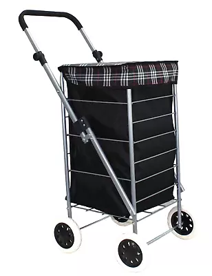 £34.99 • Buy Heavy Duty Lightweight 4 Wheel Shopping Trolley Mobility Laundry Cart Case Black