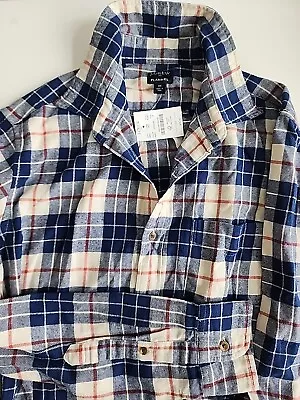 $79 NWT J.CREW Men's Flannel Blue Cream Pocket Button-Up Shirt MEDIUM • $29.99