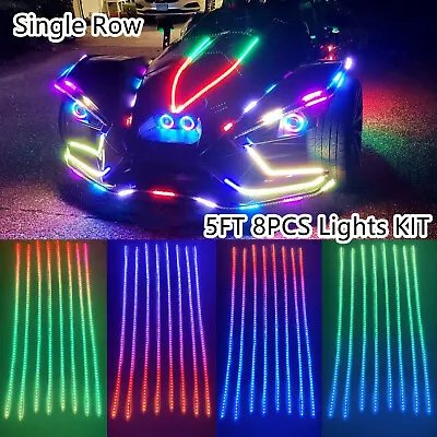 8X 5FT KIT Bluetooth Chaser Flow Rainbow Color Slingshot Hood Grill Light Strips • $156.75