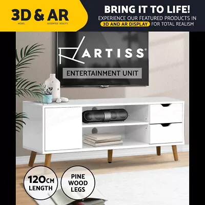 $94.95 • Buy Artiss TV Cabinet Entertainment Unit Stand Wooden Scandinavian 120cm White