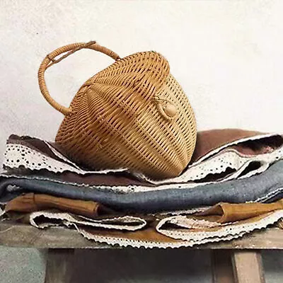 Woven Basket Ergonomic Handle Long Lasting Natural Woven Organizer Basket Photo • $35.13