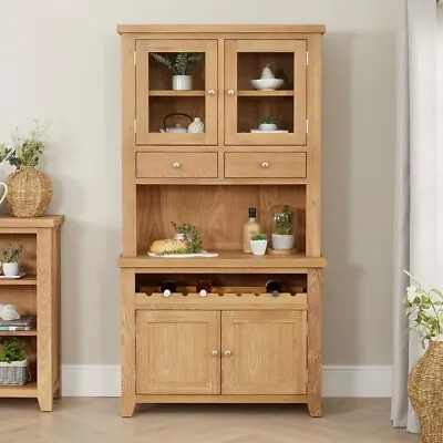 Cheshire Limed Oak Medium Glazed Dresser With Wine Rack - Kitchen -LR72-LR36A • £779