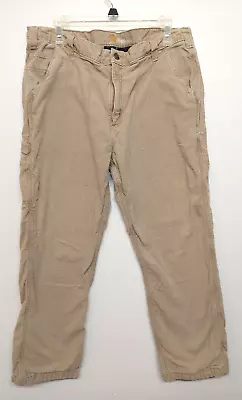 Carhartt Cargo Pants Tan 40x30 Flannel Khaki  FULLY LINED Utility Work Warm • $18