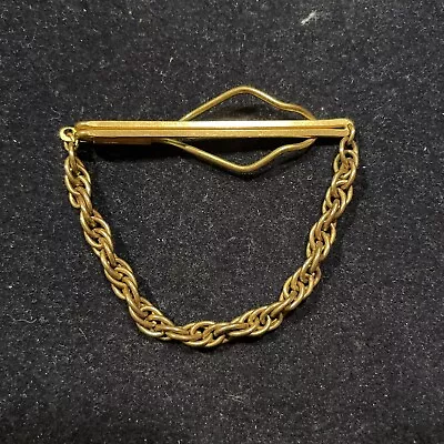 Vintage Gold Tone Tie Clip With Double Link Gold Tone Chain. Pre-Owned. • $9.99