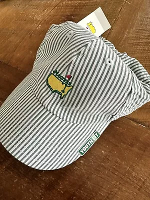 NEW Masters Youth Green White Hat Adjustable Seersucker Augusta National Golf • $39.99