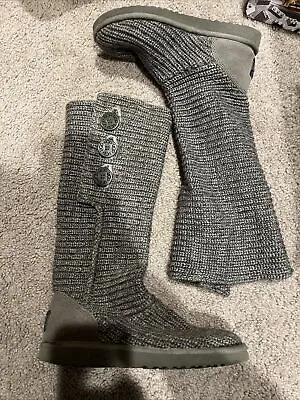 UGG Australia Cardy Classic Knit Tall Fold Sweater Boots 5819 Gray Women SZ 8 • $25