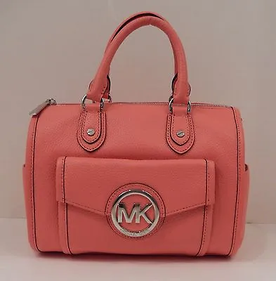 Authentic Michael Kors Coral Orange Leather Satchel Crossbody Handbag Tote Nwt • $199