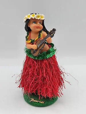 VTG Hula Girl Dashboard Bobble Doll Hawaii 6.5  Red Grass Skirt NIP Hula Keiki • $9.99