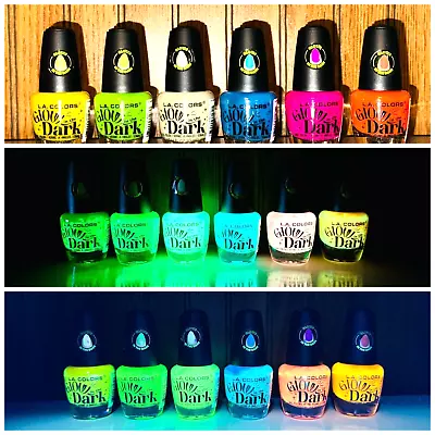 New 6 Lot GLOW In The DARK L.A. COLORS NAIL POLISH Full Size .44 Fl Oz PARTY! • $12.85