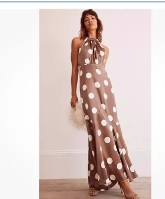 Mint Velvet Spotty Polka Dot Halter Neck Maxi Dress Size 12 • £15