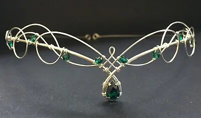 Tiara Elven Green Crystal Circlet Crown • $47.99