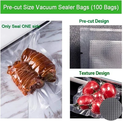 £18 • Buy Vacuum Food Sealer Bags 20X30cm/100 Bags Textured Food Vacuum Sealer Bag