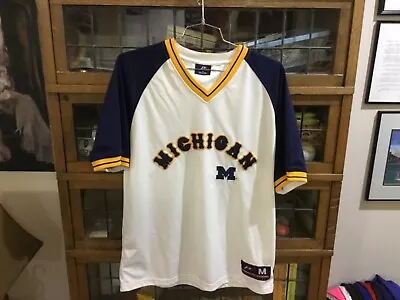 Michigan Wolverines White PRO PLAYER Sewn SPELL OUT V-neck Jersey SZ M - Cool • $33.29