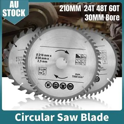 $29.03 • Buy 3PCS TCT Circular Saw Disc Blades 210mm 8.3  24T,48T,60T 30MM BORE Reduction NEW