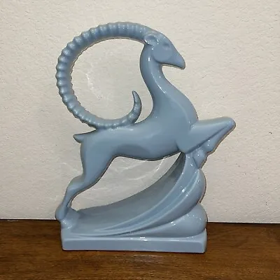 19  Royal Haeger Pottery Gazelle Ram Sculpture Statue Modern #6044 Blue • $175