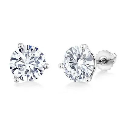 14K White Gold White Moissanite From Charles & Colvard 3 Prong Martini Screw • $449.99