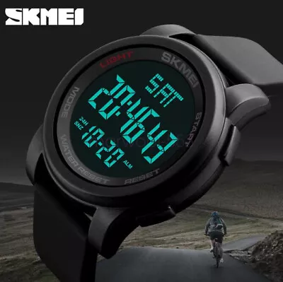 SKMEI Men Watches LED Digital Alarm Rubber Watch Military Sport Wristwatch NEW • $25.50