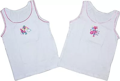 £4.99 • Buy Girls Trolls Vests 2 Pack Underwear Top Ages 2-8 Years Poppy