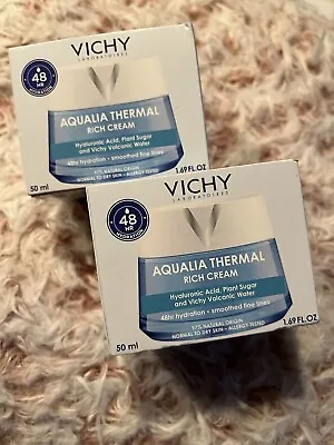 2 Vichy Aqualia Thermal Rich Face Cream Moisturizer With Hyaluronic Acid 1.69 Oz • $37.99