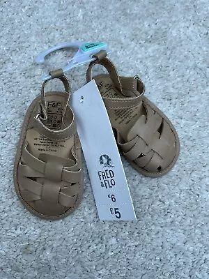 New F&F Baby Sandals Size 6-12 Months Pram Shoes Size 2 EU 18 Brown • £3