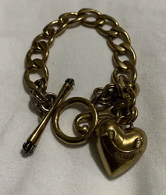 £24.99 • Buy Juicy Couture Charm Bracelet Gold Tone Links  J  + Heart Charms Boxed RRP £45