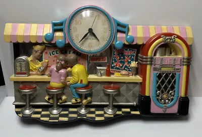 Vintage Collectable 1950's Ice Cream Soda Shop Diner Jukebox Wall Clock Working • £37.61