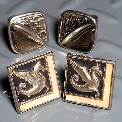 Vint Gold/Black/Mother Of Pearl CuffLinks Hippocampus Ancient Greek Mythology • $24.99