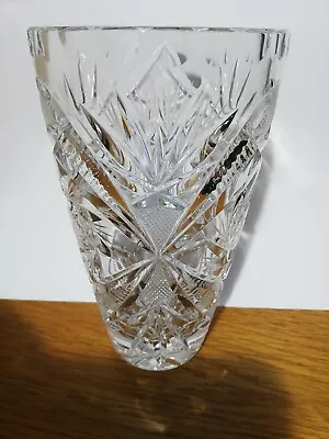 £23.99 • Buy Vase Crystal Glass Star Of David Lausitzer Germany Decorative Deep Cut Design.