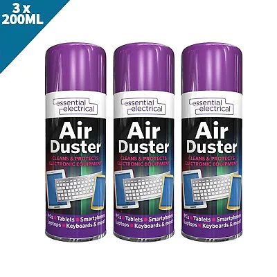 £6.40 • Buy 3 X  Compressed Air Duster Spray Can Protects Cleaner Laptops Keyboards 200ml