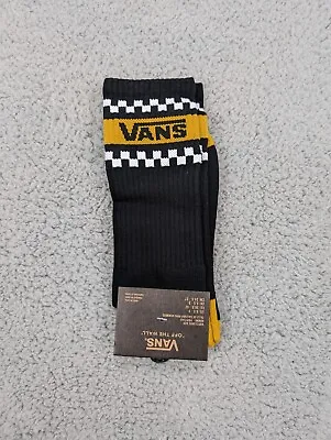 Vans Crew Socks Mens Womens 6.5-9 Black White Logo Striped Checkerboard Athletic • $11.90