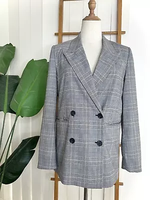 Decjuba Grey Check Print Blazer Jacket Women’s Size 8  • $34.29